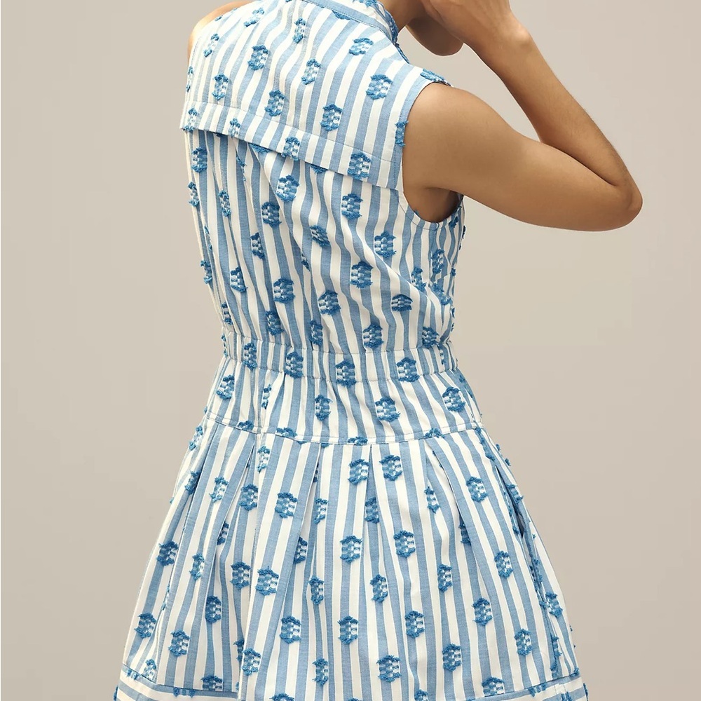 Anthropologie Blue and White Mini Dress - Picture 2 of 3